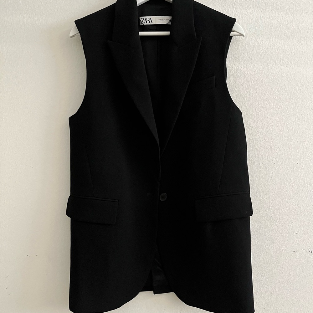 Zara Black Sleeveless Blazer Vest